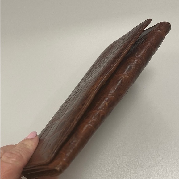 Samsonite Full Grain Stamped Brown Crocodile Wallet & checkbook - Picture 15 of 16